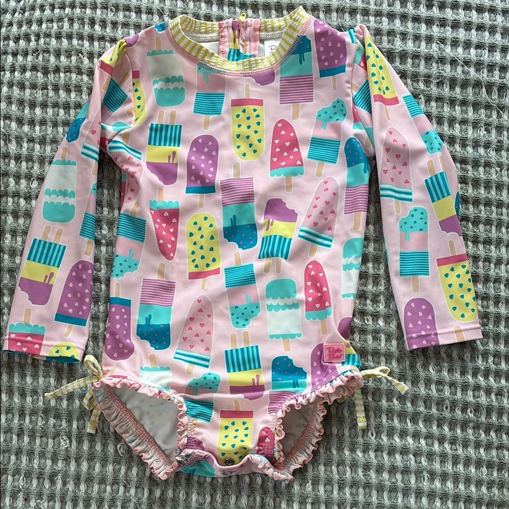 Ruffle butts ice cream social long sleeve bathing suit